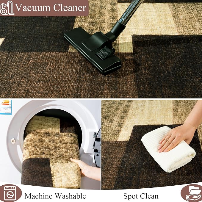 Modern Geometric Patchwork Indoor Area Rug - Image 9