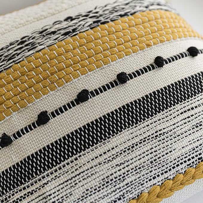 BlissBlush Yellow Mustard Decorative Throw Pillow Cover 18x18 Square Boho - Image 3
