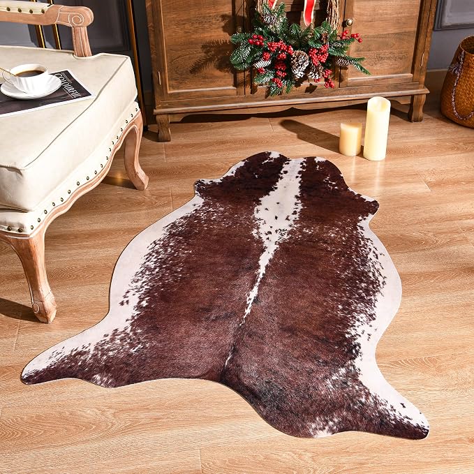 Easycozy Faux Cowhide Large Cow Print 3 x 4 Feet Thickened Elastic Rug - Image 4