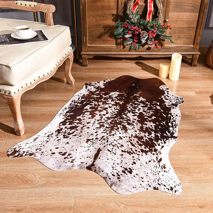 Easycozy Faux Cowhide Large Cow Print 3 x 4 Feet Thickened Elastic Rug - Image 4