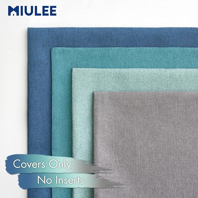 MIULEE Pack of 4 Decorative Outdoor Throw Pillow Covers Linen Waterproof Pillow - Image 5