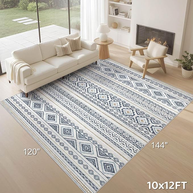 cotiled 10x12 Area Rug Living Room: Washable Boho Rugs - Image 9