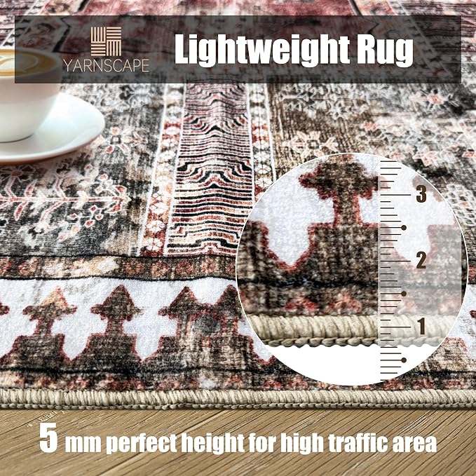 YARNSCAPE Vintage 5' x 7' Washable Area Rug - Image 7