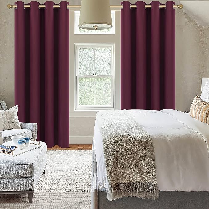 Diraysid Burgundy Red Grommet Blackout Curtains - Image 3