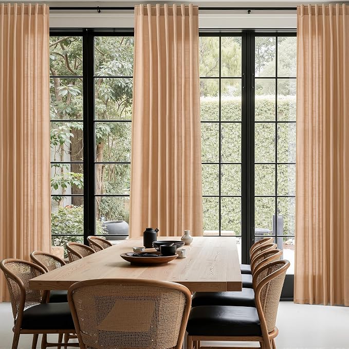 Nanspring Camel Linen Curtains for Living Room 94 Inches Long Back Tab and Rod - Image 8