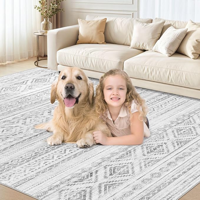 cotiled 9x12 Area Rug Living Room: Washable Boho Rugs - Image 4