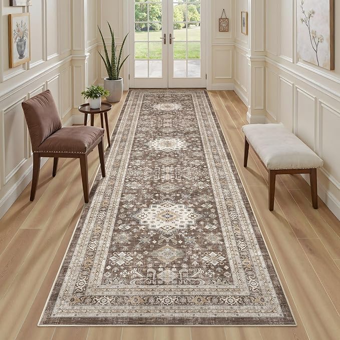 Vintage Hallway Runner Rug 3x10: Large Soft Washable Entryway - Image 4