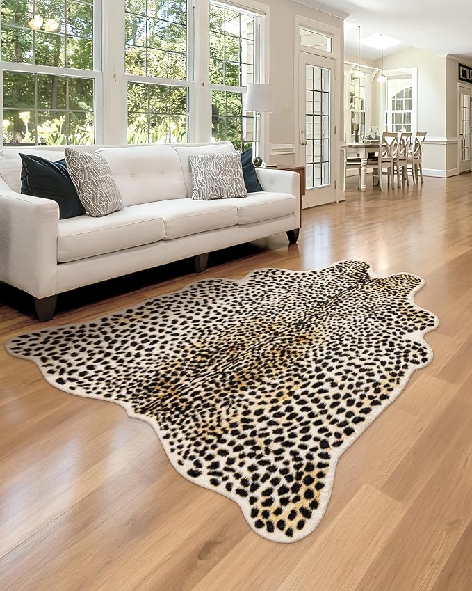 Leopard Rug Cheetah Print Carpet: 6.2x8.2ft Large Faux Skin Mat Animal Print - Image 6