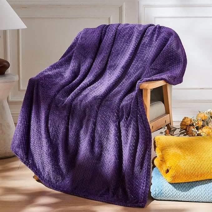 NEWCOSPLAY Super Soft Queen Blanket Dark Purple Premium Silky Flannel Fleece - Image 2