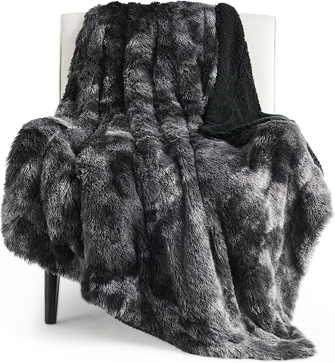 Bedsure GentleSoft Fluffy Black Blanket Cozy Gifts by BEDSURE