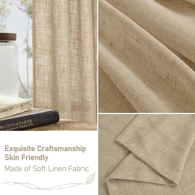 LAMIT Semi Sheer Linen Curtains 36 Inch Length - Image 6