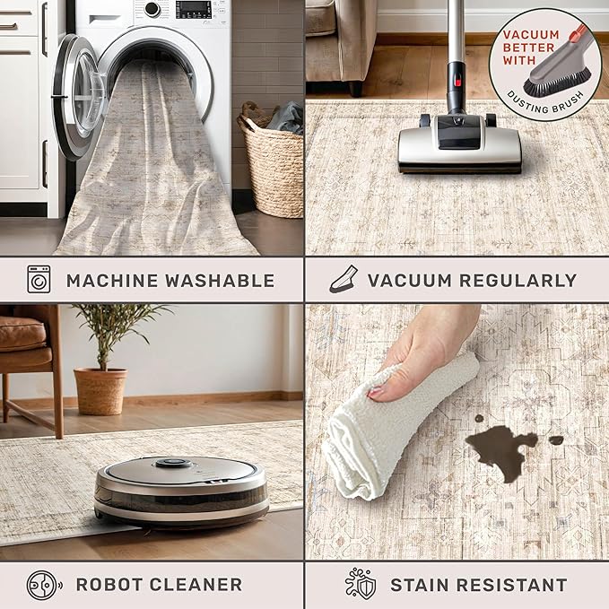Washable 2x8 Runner Rugs for Hallway Non Slip, Stain Resistant Farmhouse - Image 3