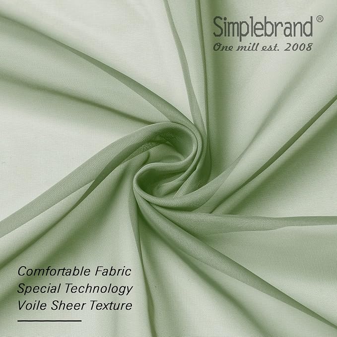 Simplebrand Sage Short Sheer Curtains 45 Inch Length - Image 6