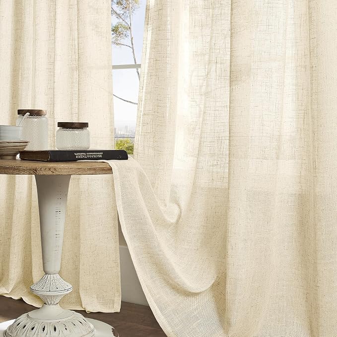LAMIT Linen Curtains 95 inch for Living Room, Soft Thick Light Filtering Boho - Image 8
