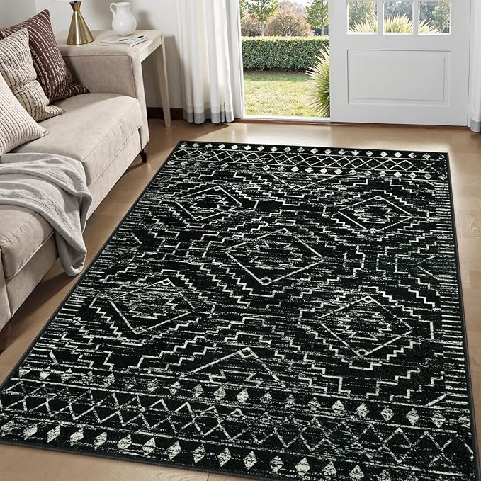 Wonnitar Moroccan Washable Area Rug 5x7, Non-Slip Boho Bedroom Throw Mat by Wonnitar
