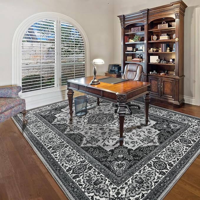 Area Rug for Living Room, Machine Washable Grey Rugs for Bedroom, 4x6Ft - Image 3