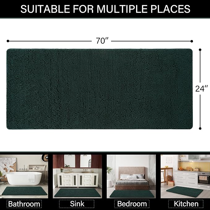LOCHAS Luxury Bathroom Rug Shaggy Bath Mat 24 x 70 Inch, Washable Non Slip Bath - Image 2