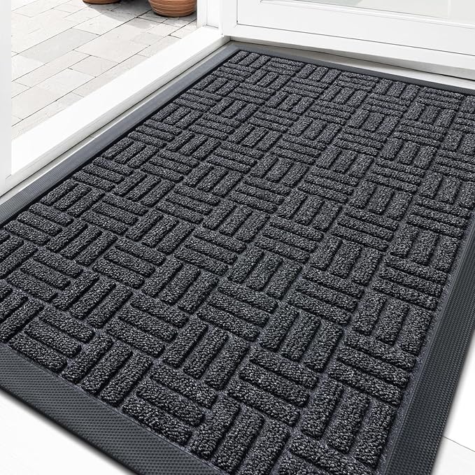 OLANLY Front Door Mat Outside Entrance 35x23, Heavy Duty Sturdy Natural Rubber by OLANLY