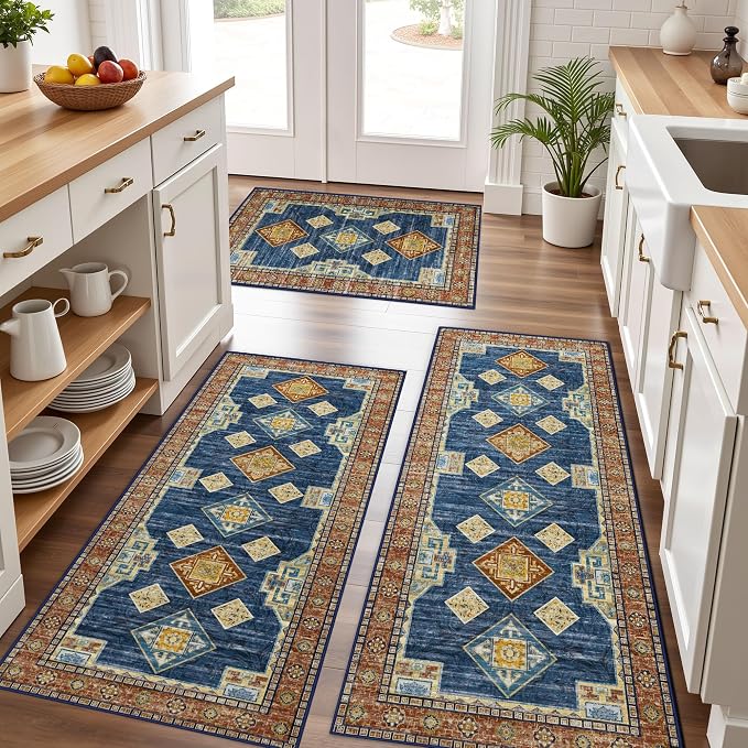 Tritard Non Slip Kitchen Rugs Sets of 3 Washable Boho Kitchen Mats by Tritard