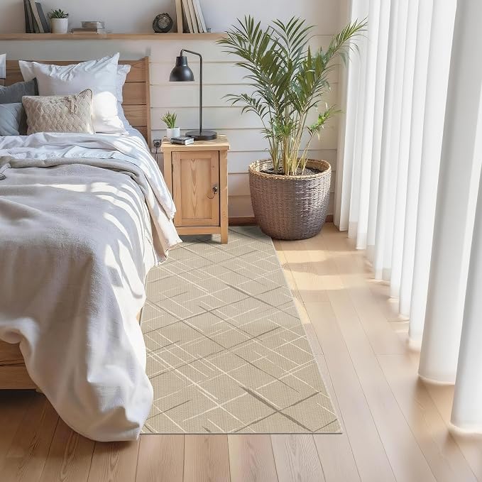 Beige Runner Rug Ultra Non-Slip 2x8 Washable Entryway Rug Modern Tear and Stain - Image 6