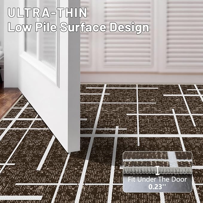 Non Slip Hallway Runner Rug 2x10, Washable Long Rug, Woven Thin Low Pile Carpet - Image 7