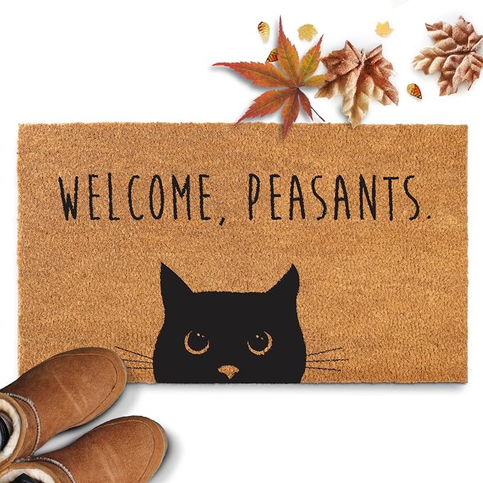 MAINEVENT Welcome Peasants Cat Doormat 30x17 Inch, Funny Black Cat Door Mat - Image 7