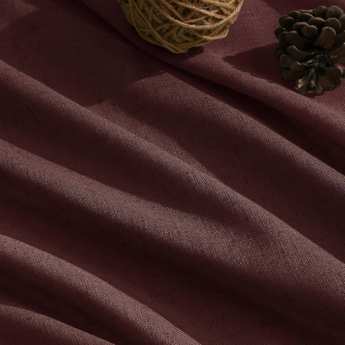 Nanspring Reddish Brown Linen Blend Light Filtering Back Tab Curtains 96 Inches - Image 5