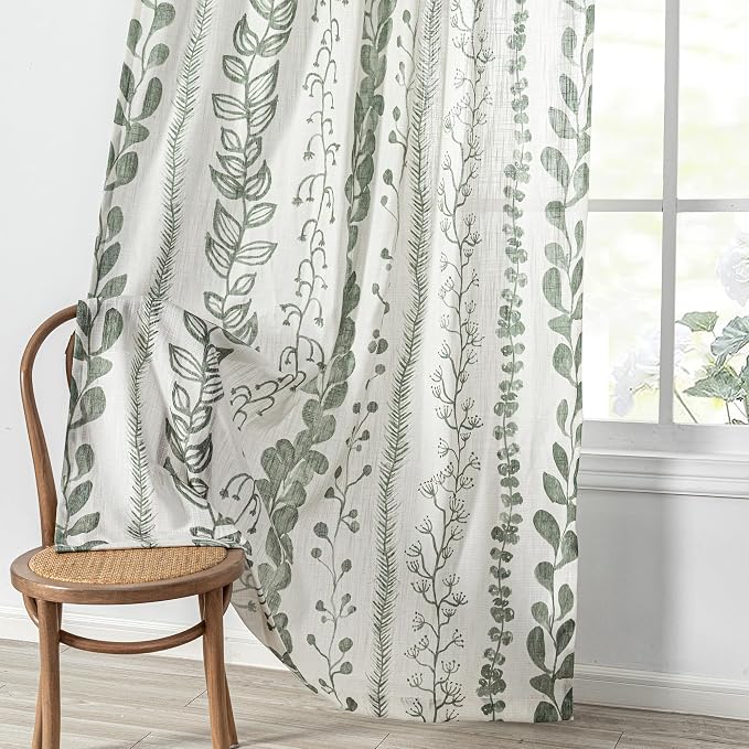 MEETSKY Sage Green Curtains 90 Inches Long 2 Panels Boho Curtains - Image 6