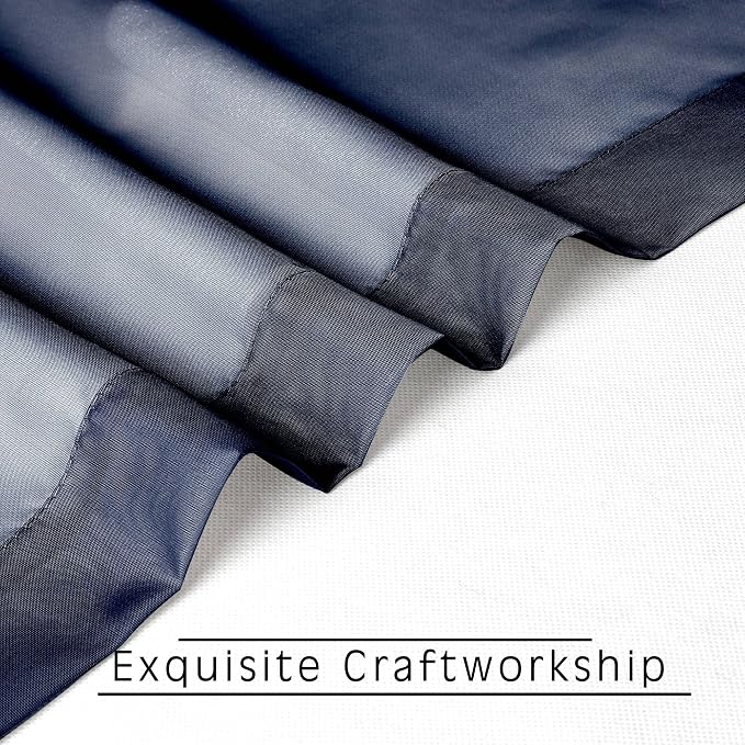 OWENIE Navy Blue Sheer Curtains 72 Inches Long 2 Panels, Transparent Voile - Image 5