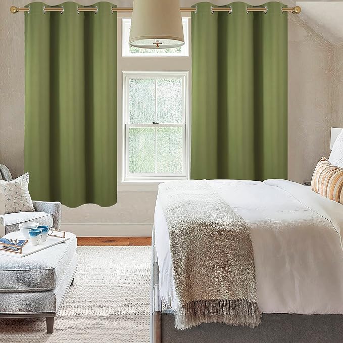 Diraysid Olive Green Grommet Blackout Curtains - Image 7