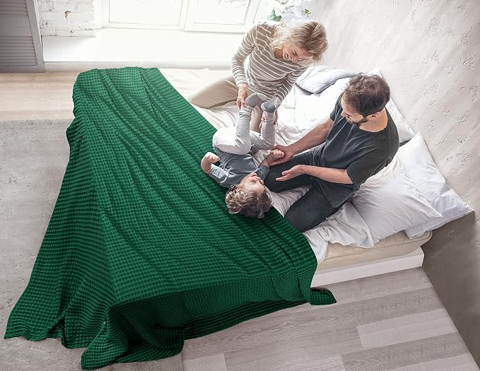 Utopia Bedding Forest Green 100% Cotton Waffle Blanket 300 GSM Soft Lightweight - Image 7