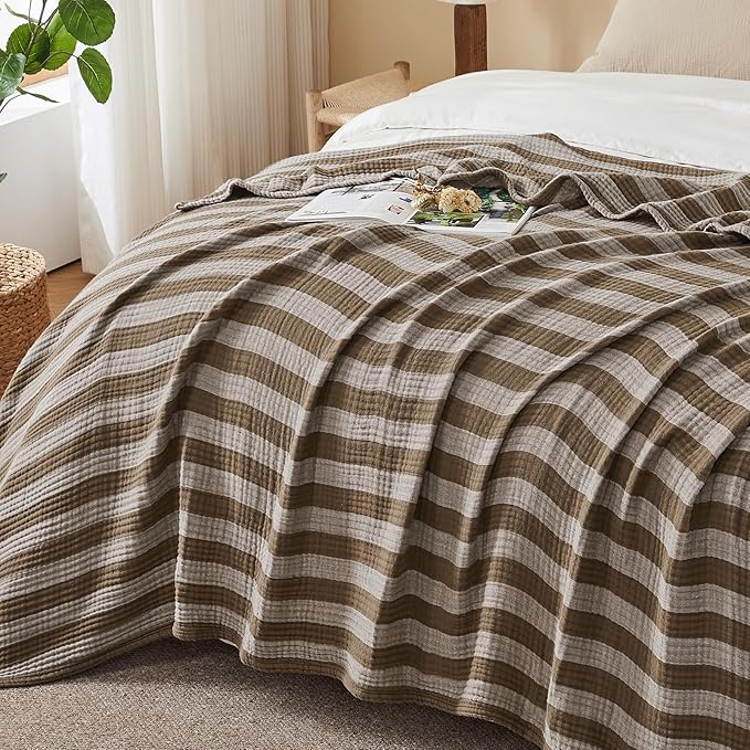 EMME Cotton Muslin Queen Blanket Bed Layering Bedspread Coverlet Breathable - Image 6