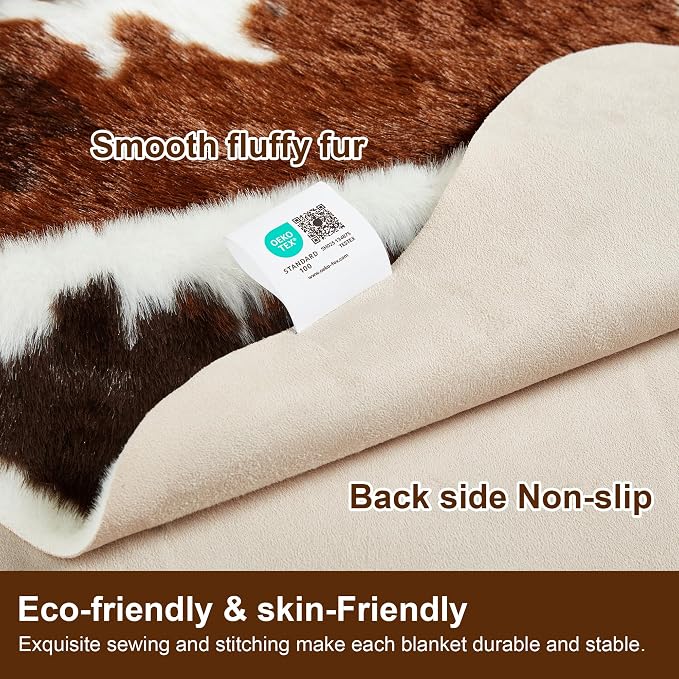 JONIYEAR Large Durable Faux Cowhide Area Rug 4.9 x 6.56 Feet, Premium Cow Print - Image 5