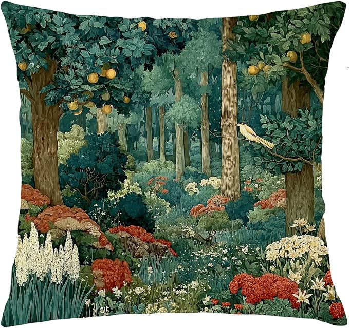 Rustic Forest Green Pillow Covers 18x18 Double-Sided, Cottagecore Summer Lemon by Unknown