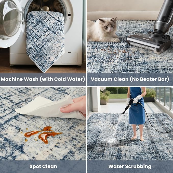 9x12 Area Rugs for Living Room Washable Rug: Anti-Skid Abstract Modern Living - Image 5