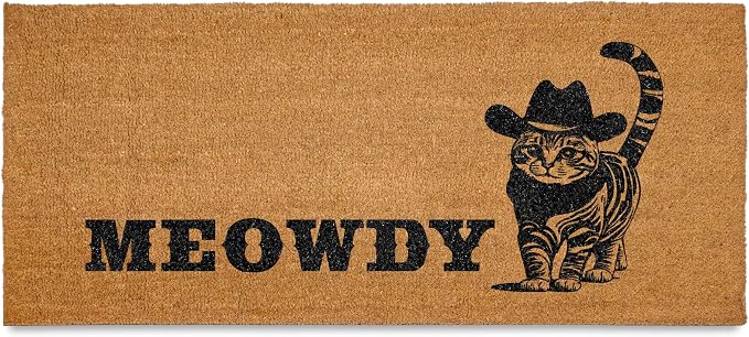 MAINEVENT Meowdy Long Door Mat 48x24 Inch, Oversized Cat Welcome Mat by MainEventUSA