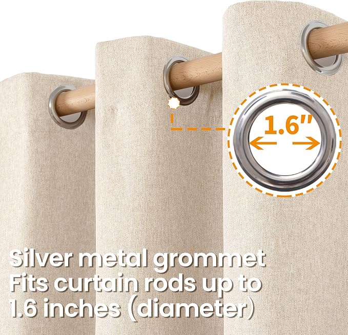 BGment Oatmeal Linen Curtains for Living Room 84 Inch Length 2 Panels Set - Image 6