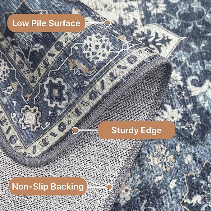 GENIMO 2'6"x10 Runner Rugs for Hallway, Machine Washable Non Slip Vintage Rugs - Image 6