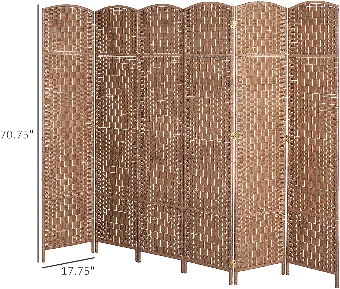 HOMCOM Room Divider 6 Panel, 6FT Tall Folding Privacy Screen, Freestanding - Image 7