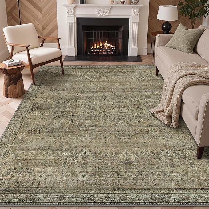 GENIMO 3x5 Area Rugs for Living Room, Machine Washable Non Slip Vintage Rugs - Image 2
