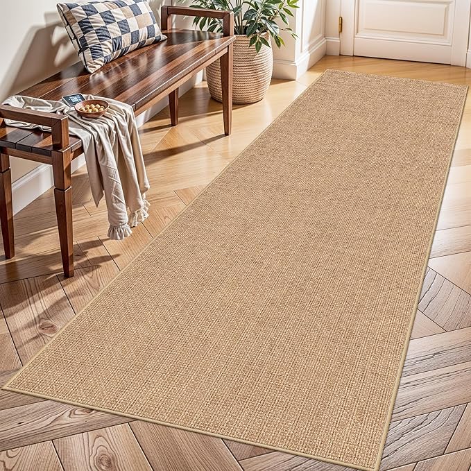 Jute 2x8 Runner Rug for Hallway: Washable Faux Jute Runners Indoor Farmhouse by BYYVOORugsforYourHome