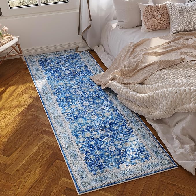 Rugcomf Runner Rug 2'6''x8' Hallway Washable Boho Soft Area Rug Non-Slip Faux - Image 2
