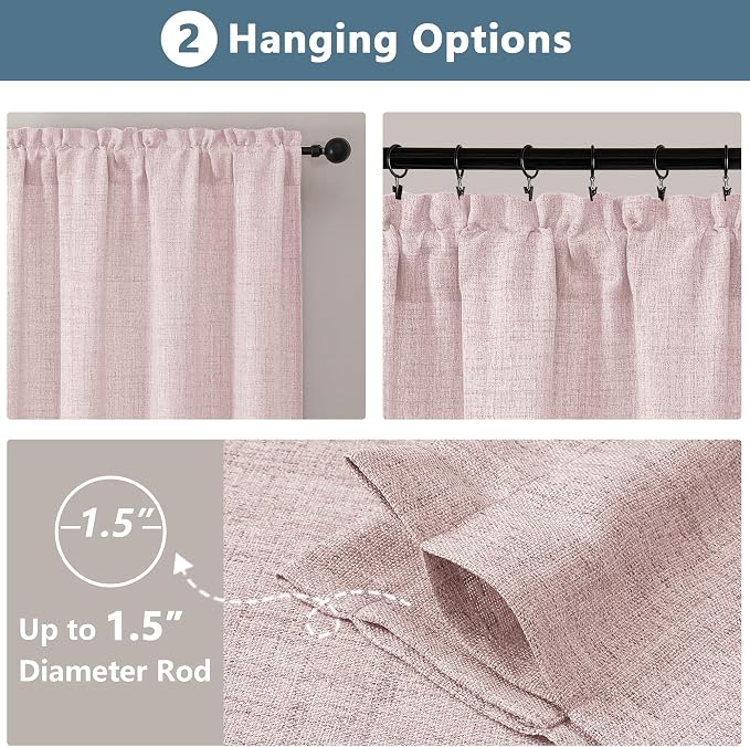 Chyhomenyc Blush Pink Valance for Windows, Light Filtering Textured Small - Image 4