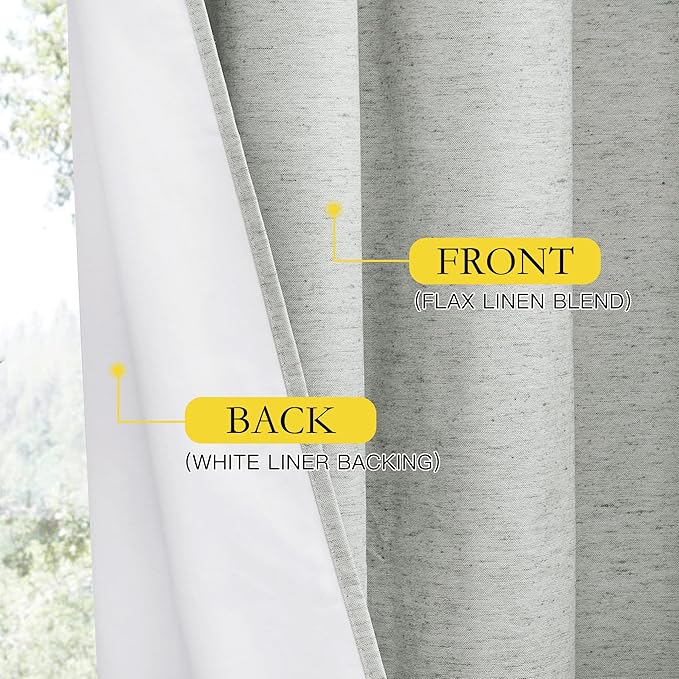 NICETOWN Grey 100% Blackout Curtain Panels, Thermal Insulated White Thermal - Image 5