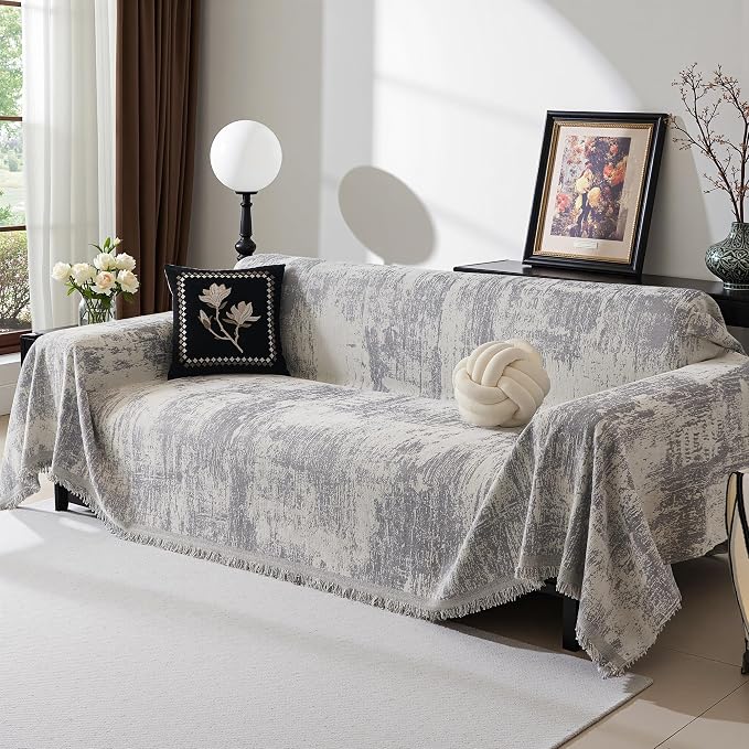 MEETSKY Couch Cover for Sectional Sofa Set Abstract Geometric Chenille Sofa by MEETSKY
