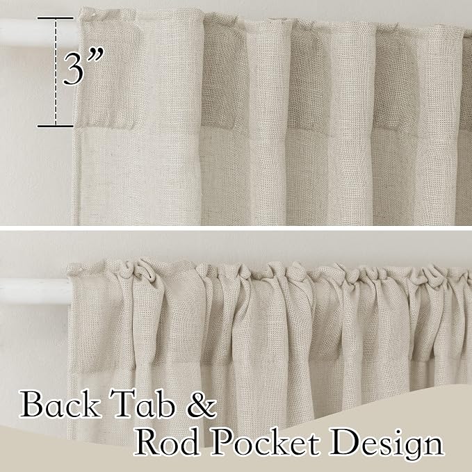 RYB HOME Semi Sheer Curtains 102 inches Long, Back Tab Light Filtering Half - Image 2