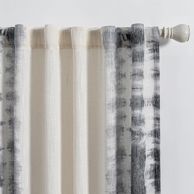 MEETSKY Flax Linen Sheer Curtains 95 Inches 2 Panels Light Filtering Window by MEETSKY