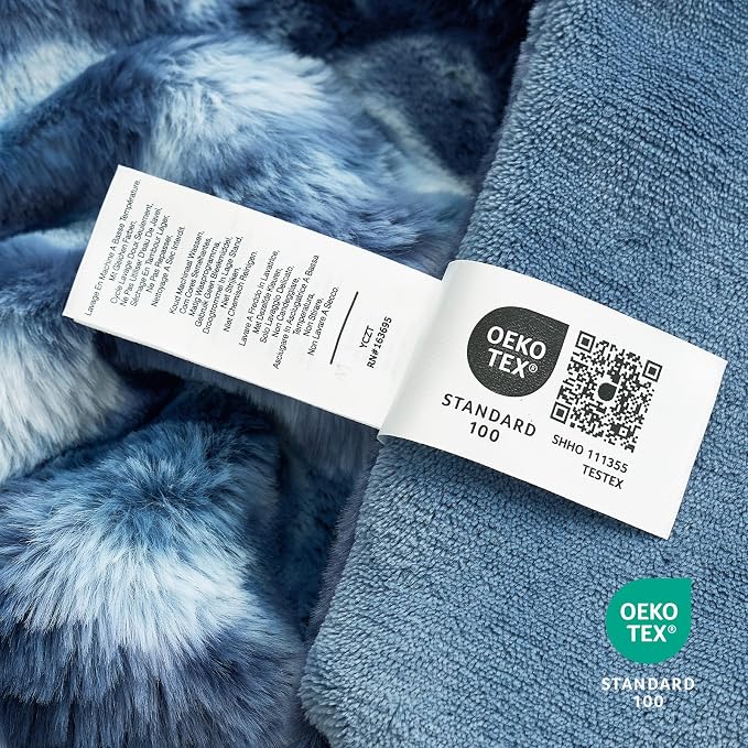 Cozy Bliss Deluxe Striped Rabbit Faux Fur Throw Blanket, Soft Fluffy Warm Plush - Image 5