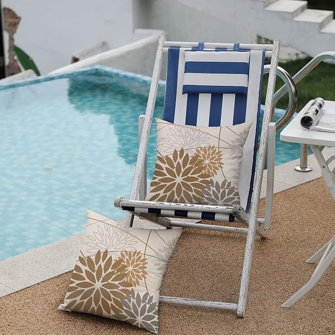 DFXSZ Brown Grey Outdoor Pillow Cover 20X20 Inch Set of 2 Outdoor Waterproof - Image 4