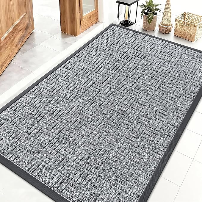 OLANLY Front Door Mat Outside Entrance 47x32, Heavy Duty Sturdy Natural Rubber by OLANLY